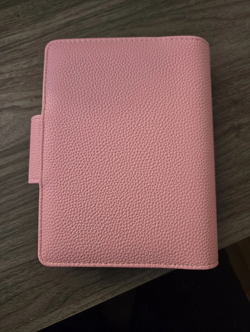A6 Pink Pebbled Leather Snap Notebook Cover With Savings Challenge